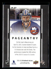 2025-26 Upper Deck SP Authentic Hockey Pageantry #P-27 Ilya Sorokin (2)