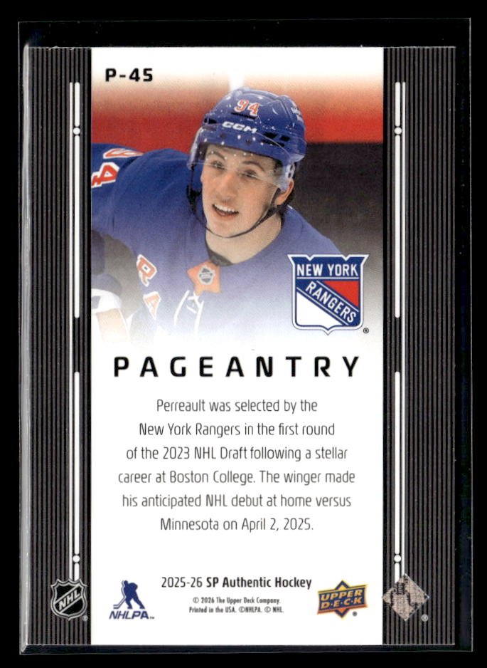 2025-26 Upper Deck SP Authentic Hockey Pageantry #P-45 Gabe Perreault (2)