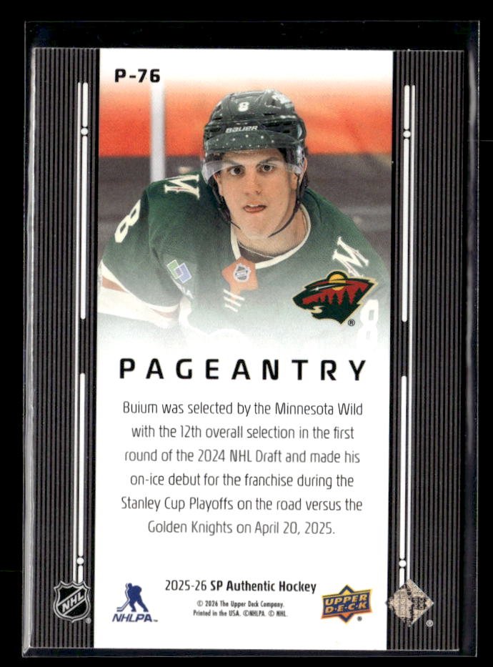 2025-26 SP Authentic Hockey Pageantry Rookie #P-76 Zeev Buium (2)