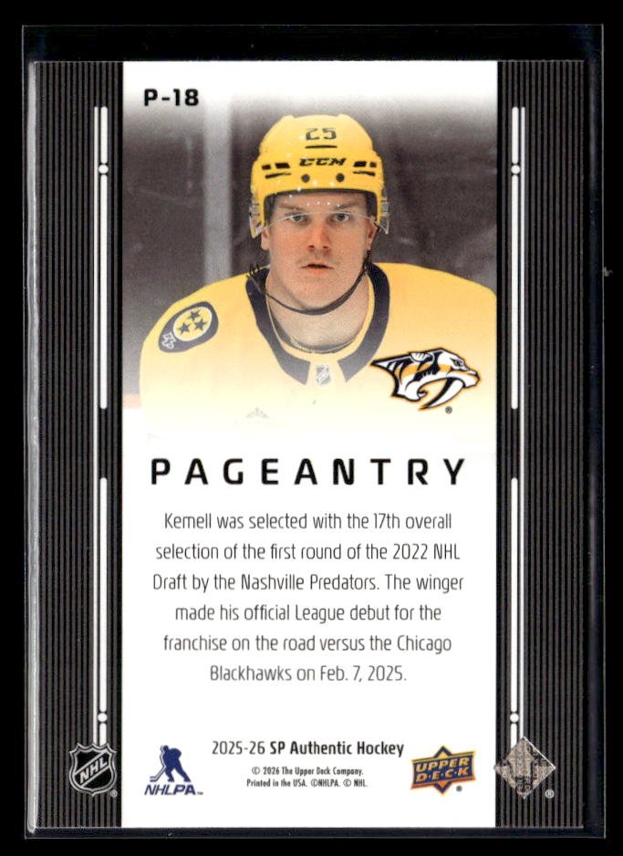 2025-26 Upper Deck SP Authentic Hockey Pageantry #P-18 Joakim Kemell (2)