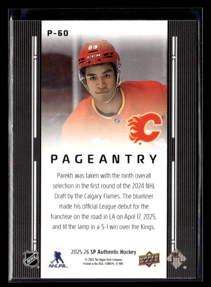 2025-26 Upper Deck SP Authentic Hockey Pageantry #P-60 Zayne Parekh (2)