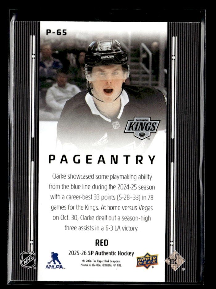 2025-26 Upper Deck SP Authentic Hockey Pageantry Red #P-65 Brandt Clarke (2)