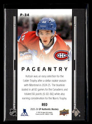 2025-26 Upper Deck SP Authentic Hockey Pageantry Red #P-34 Lane Hutson (2)
