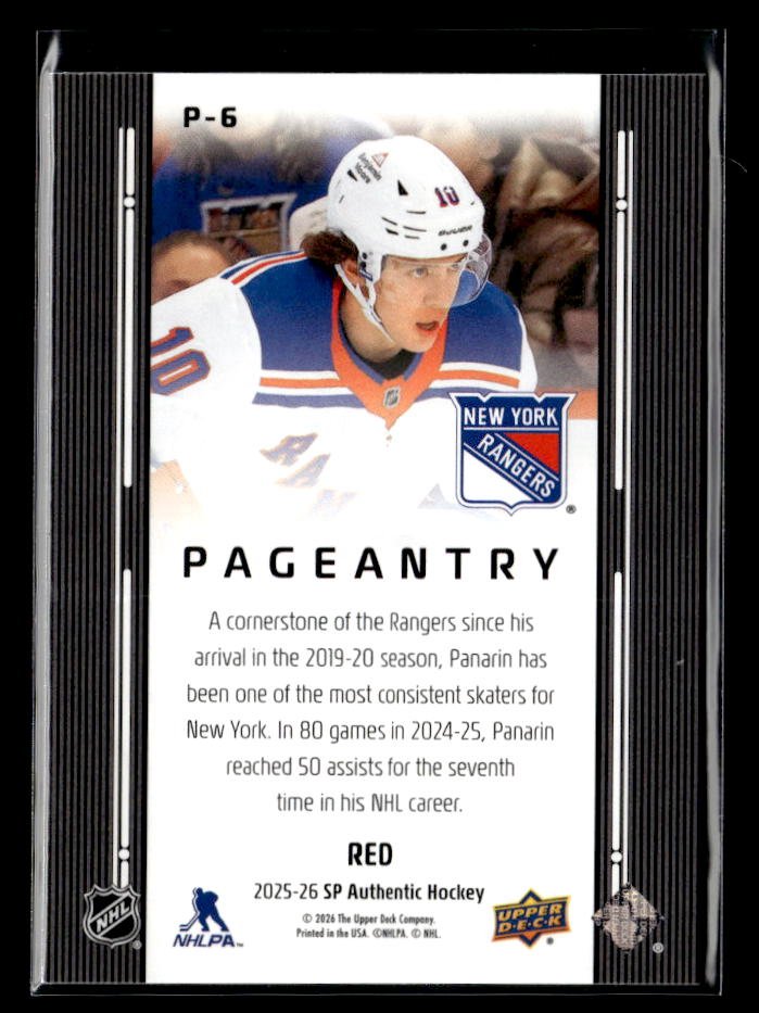 2025-26 Upper Deck SP Authentic Hockey Pageantry Red #P-6 Artemi Panarin (2)