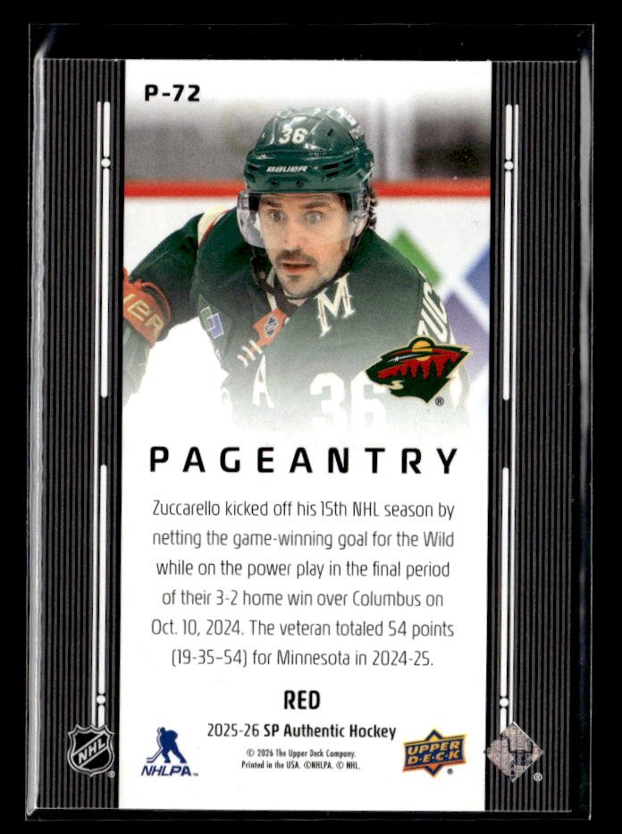 2025-26 Upper Deck SP Authentic Hockey Pageantry Red #P-72 Mats Zuccarello (2)