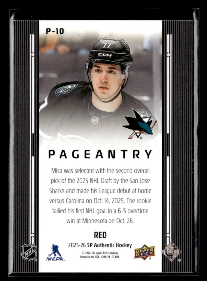 2025-26 Upper Deck SP Authentic Hockey Pageantry Red Rookie #P-10 Michael Misa (2)