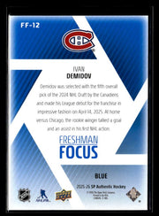 2025-26 Upper Deck SP Authentic Hockey Freshman Focus Blue Rookie Ivan Demidov (2)