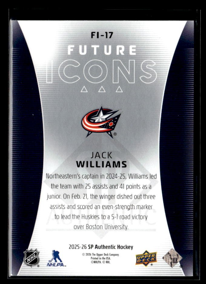 2025-26 Upper Deck SP Authentic Hockey Future Icons #FI-17 Jack Williams /399 (2)
