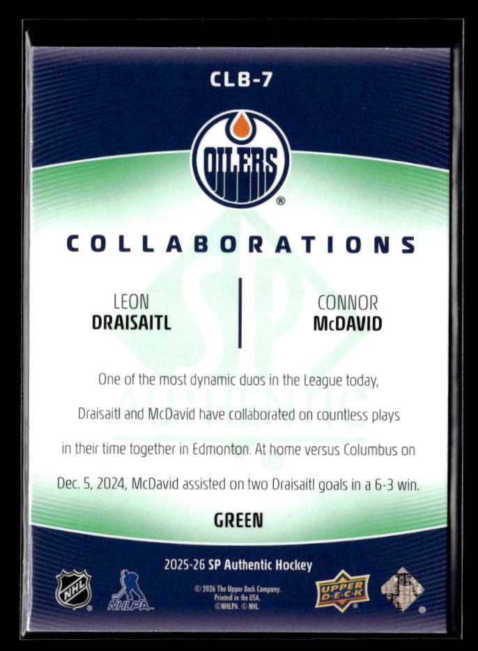 2025-26 UD SP Authentic Collaborations Green Leon Draisaitl / Connor McDavid (2)
