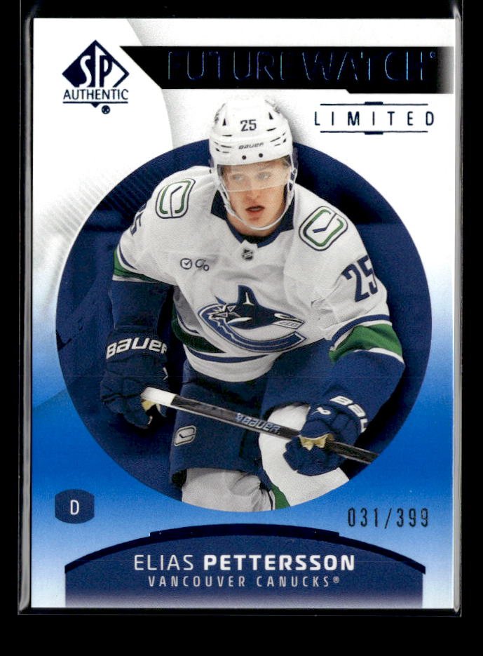 2025-26 UD SP Authentic Hockey Future Watch Limited Blue Elias Pettersson /399