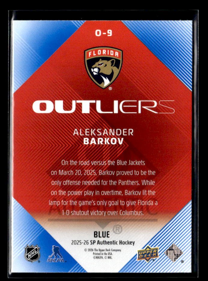 2025-26 Upper Deck SP Authentic Hockey Outliers Blue #O-9 Aleksander Barkov (2)