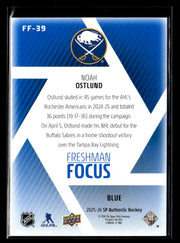 2025-26 Upper Deck SP Authentic Hockey Freshman Focus Blue Rookie Noah Ostlund (2)