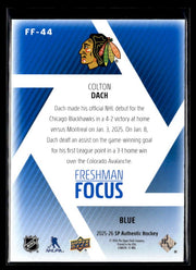 2025-26 SP Authentic Hockey Freshman Focus Blue Rookie FF-44 Colton Dach (2)