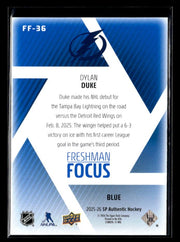2025-26 Upper Deck SP Authentic Hockey Freshman Focus Blue Rookie Dylan Duke (2)