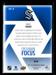 2025-26 Upper Deck SP Authentic Hockey Freshman Focus Blue Rookie Nikke Kokko (2)