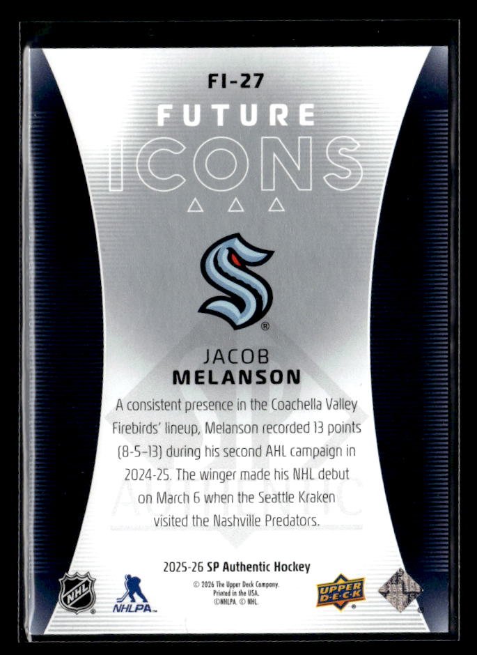 2025-26 Upper Deck SP Authentic Hockey Future Icons #FI-27 Jacob Melanson /399 (2)