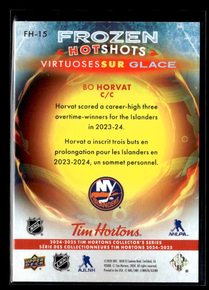 2024-25 Upper Deck Tim Hortons Hockey Frozen Hot Shots #FH-15 Bo Horvat (2)