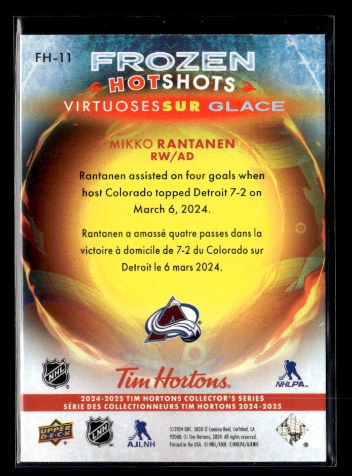 2024-25 Upper Deck Tim Hortons Hockey Frozen Hot Shots #FH-11 Mikko Rantanen (2)