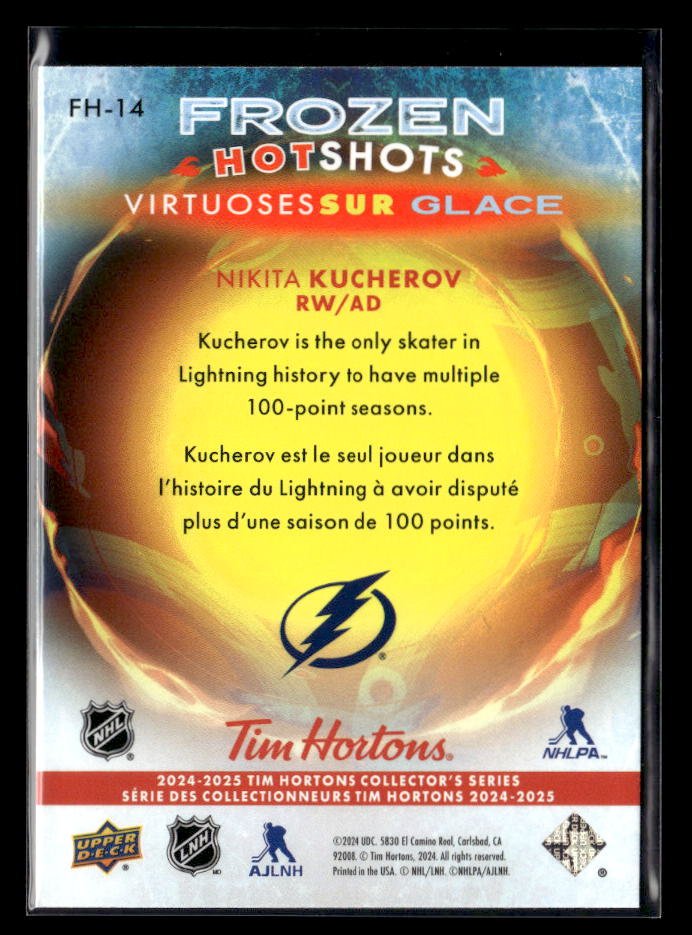 2024-25 UD Tim Hortons Collectors Series Hockey Frozen Hotshots Nikita Kucherov (2)