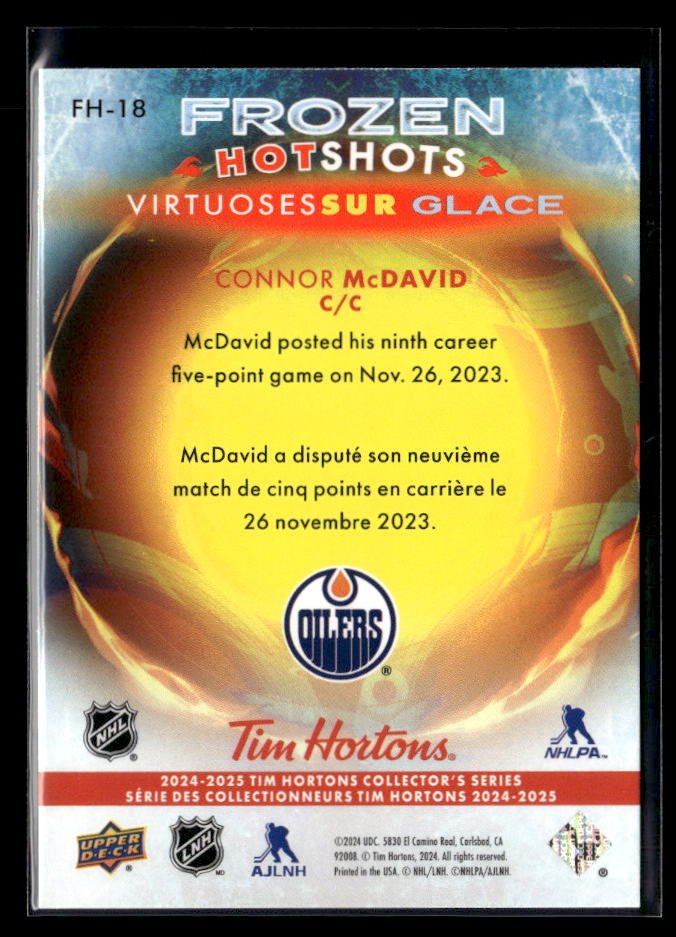 2024-25 Upper Deck Tim Hortons Hockey Frozen Hot Shots #FH-18 Connor McDavid (2)