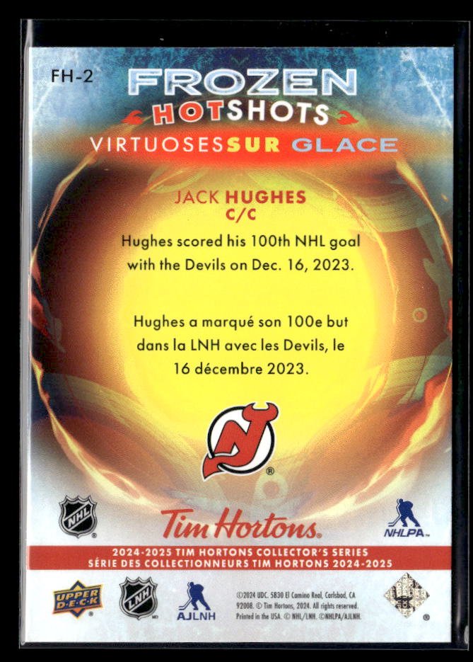 2024-25 UD Tim Hortons Collectors Series Hockey Frozen Hot Shots Jack Hughes (2)