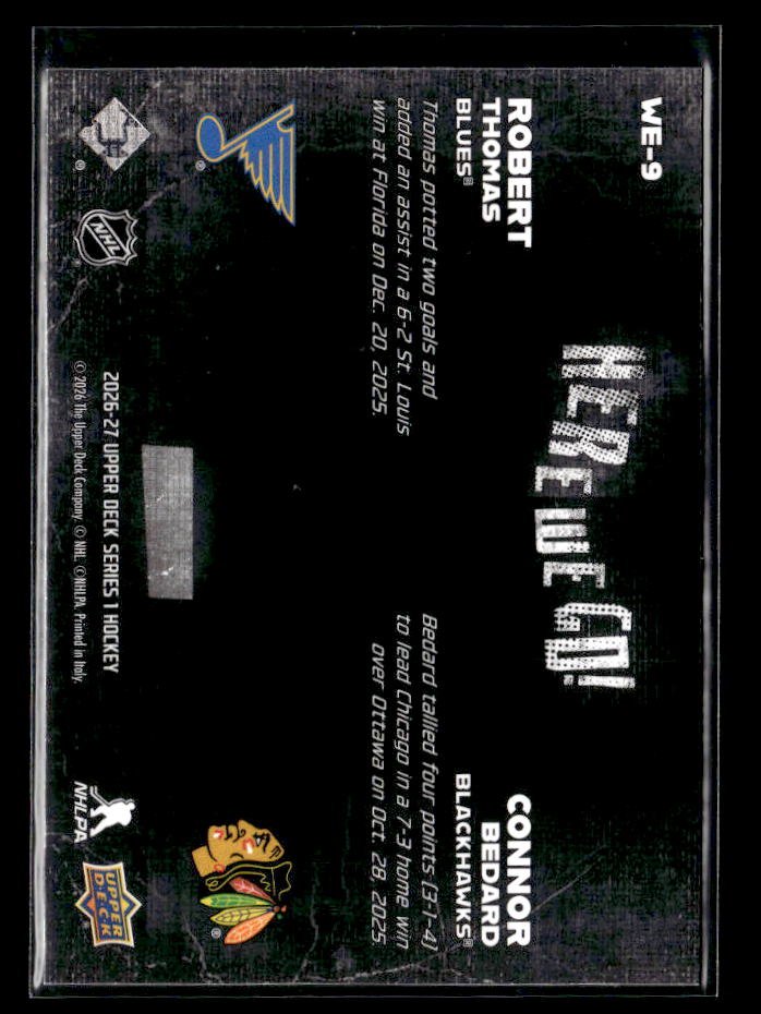 2026-27 Upper Deck Series 1 Hockey Here We Go! Robert Thomas / Connor Bedard (2)