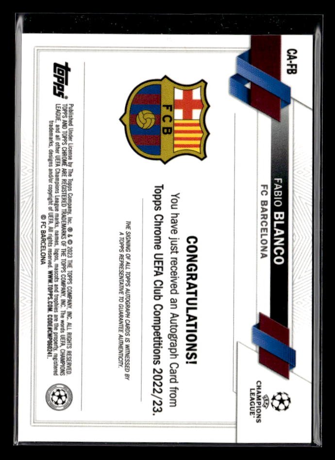 2022-23 Topps Chrome Soccer UCC Refractor Rookie AUTO Fabio Blanco (2)