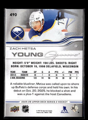2025-26 Upper Deck Series 2 Hockey Young Guns Rookie Zach Metsa (2)