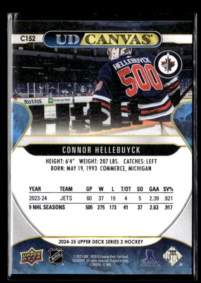 2024-25 Upper Deck Series 2 Hockey Canvas #C152 Connor Hellebuyck (2)