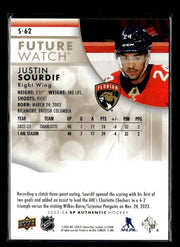 2023-24 Upper Deck SP Authentic Hockey Future Watch Rookie Justin Sourdif /50 (2)