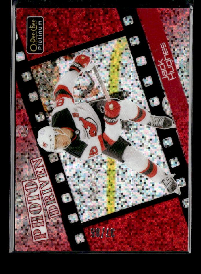 2023-24 O-Pee-Chee Platinum Hockey Photo Driven Red Pixels #PL-3 Jack Hughes /85