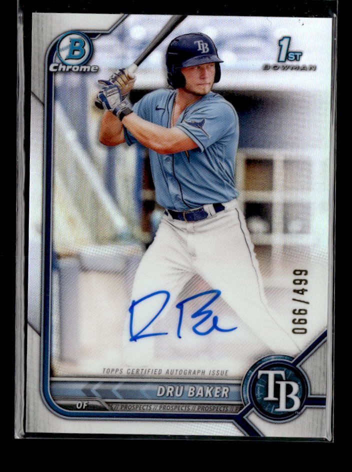 2022 Bowman Chrome Baseball 1st Bowman Rookie AUTO Refractor Dru Baker RC /499