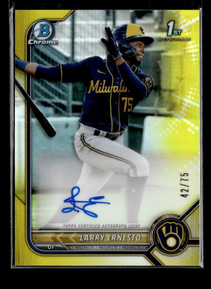 2024 Bowman Chrome 1st Bowman Rookie Yellow Refractor AUTO Larry Ernesto /75
