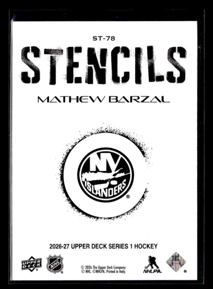 2026-27 Upper Deck Series 1 Hockey Stencils #ST-78 Mathew Barzal (2)