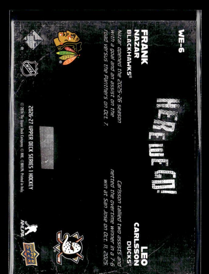 2025-26 Upper Deck Series 1 Hockey View From Above Frank Nazar / Leo Carlsson (2)