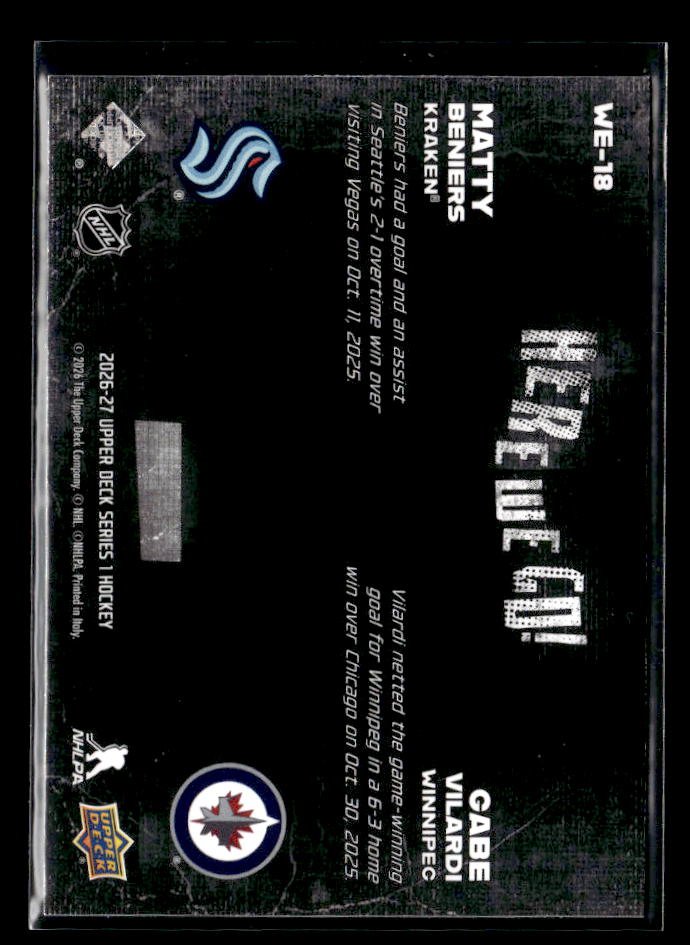 2026-27 Upper Deck Series 1 Hockey Here We Go! #WE-18 Matty Beniers/ Vilardi (2)
