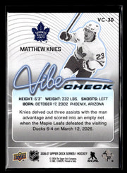 2026-27 Upper Deck Series 1 Hockey Vibe Check #VC-30 Matthew Knies (2)