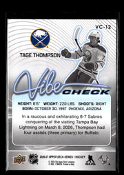 2026-27 Upper Deck Series 1 Hockey Vibe Check #VC-12 Tage Thompson (2)