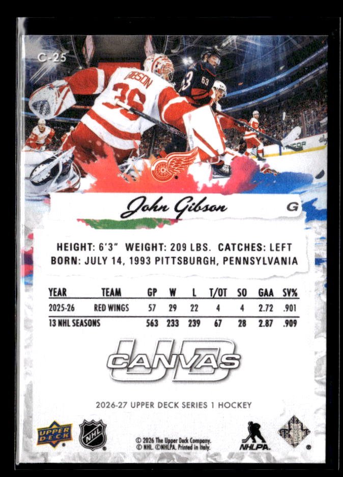 2026-27 Upper Deck Series 1 Hockey Canvas #C-25 John Gibson (2)