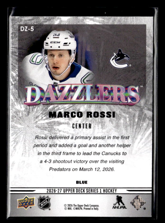 2026-27 Upper Deck Series 1 Hockey Dazzlers #DZ-5 Marco Rossi (2)
