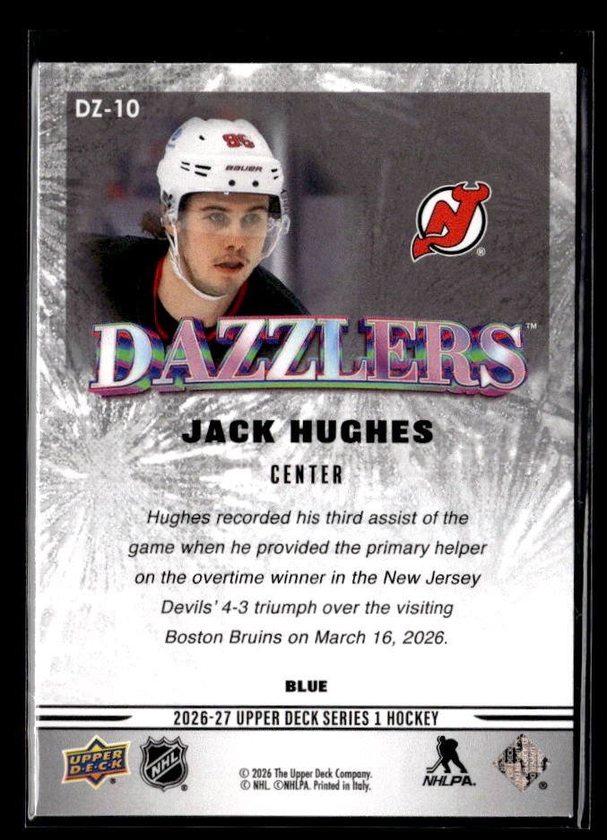 2026-27 Upper Deck Series 1 Hockey Dazzlers #DZ-10 Jack Hughes (2)