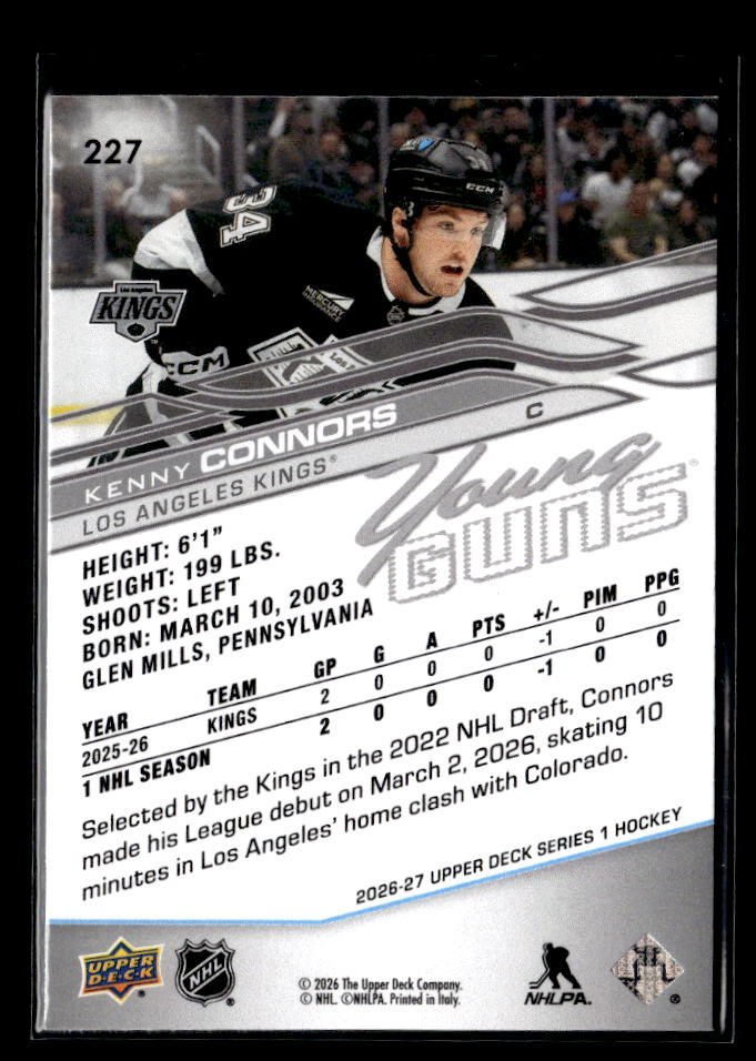2026-27 Upper Deck Series 1 Hockey Young Guns Rookie #227 Kenny Connors (2)