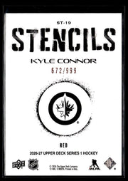 2026-27 Upper Deck Series 1 Hockey Stencils Red #ST-19 Kyle Connor /999 (2)