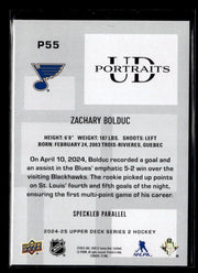 2024-25 Upper Deck Series 2 Hockey Portraits Speckled #P-55 Zachary Bolduc (2)