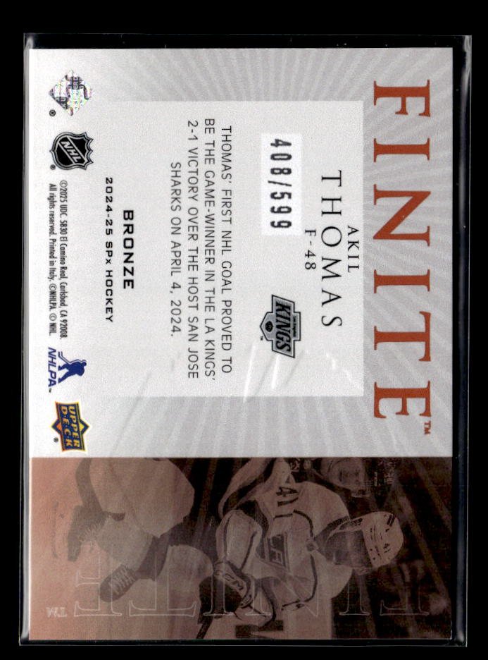 2024-25 Upper DeckSPx Finite Bronze #40 Akil Thomas /599 (2)