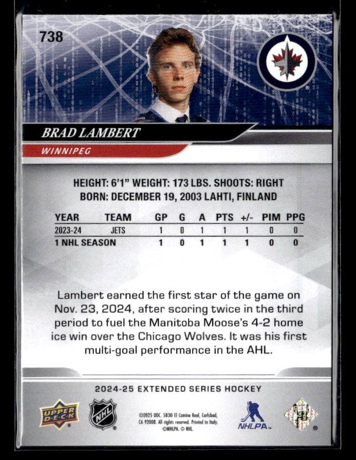 2024-25 Upper Deck Extended Series Hockey 1st Round Draft Brad Lambert (2)