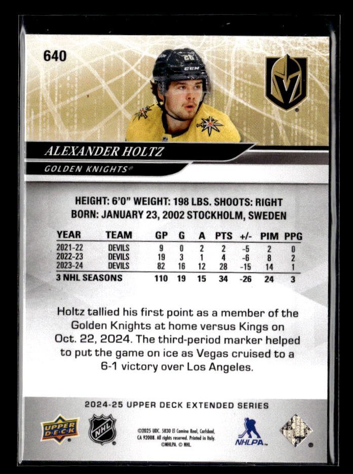 2024-25 Upper Deck Extended Series Hockey Deluxe Alexander Holtz /250 (2)