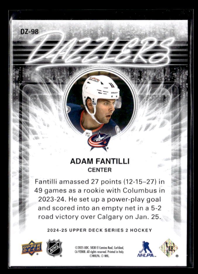 2024-25 Upper Deck Series 2 Hockey Dazzlers #DZ-98 Adam Fantilli (2)