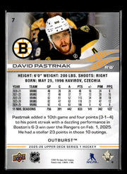 2025-26 Upper Deck Series 1 Hockey Outburst #7 David Pastrnak (2)