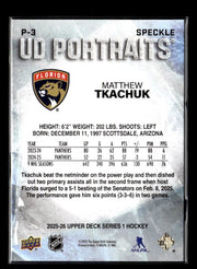 2025-26 Upper Deck Series 1 Hockey Portraits Speckle #P-3 Matthew Tkachuk (2)